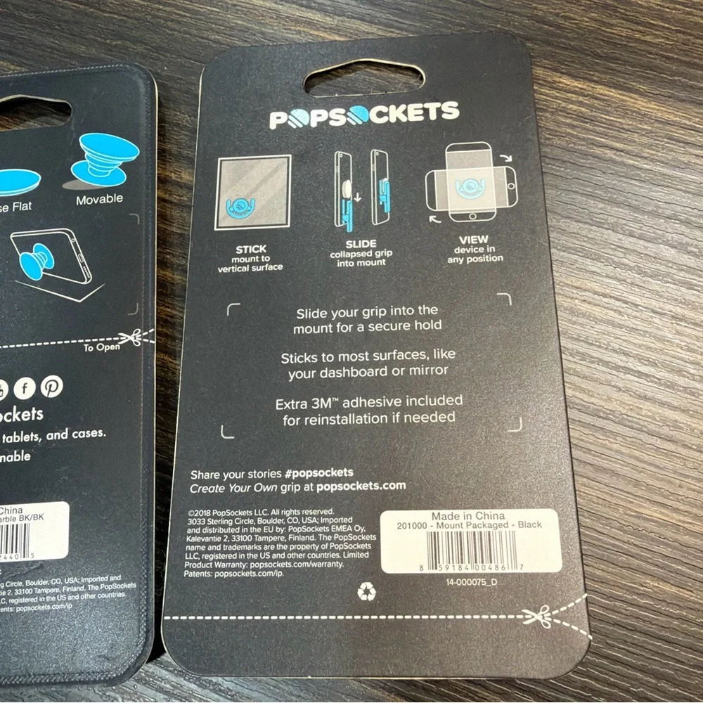 Pop Socket Phone Grip And Multi- Surface Mount Bundle Blue Marble